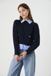 FRENCH CONNECTION ELLIE KNIT COLLARED PULLOVER